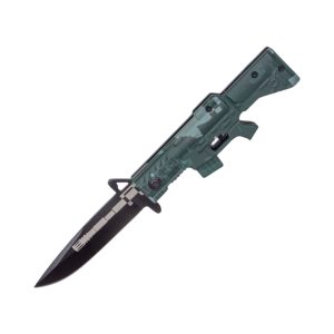 Tiger USA Machine Gun Style Folding Knife Silver